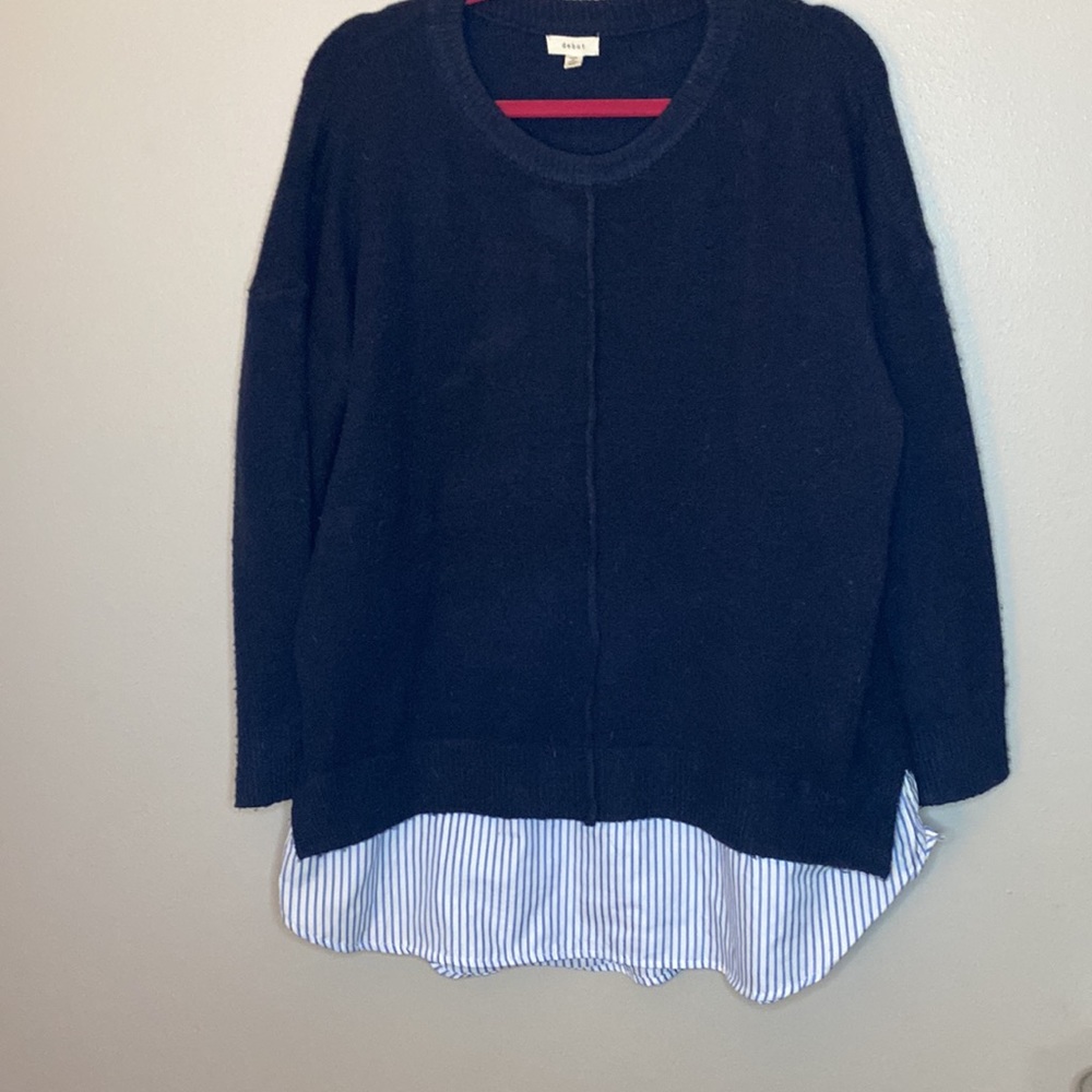 Navy Blue, Debut brand, faux layer sweater. Size M/L